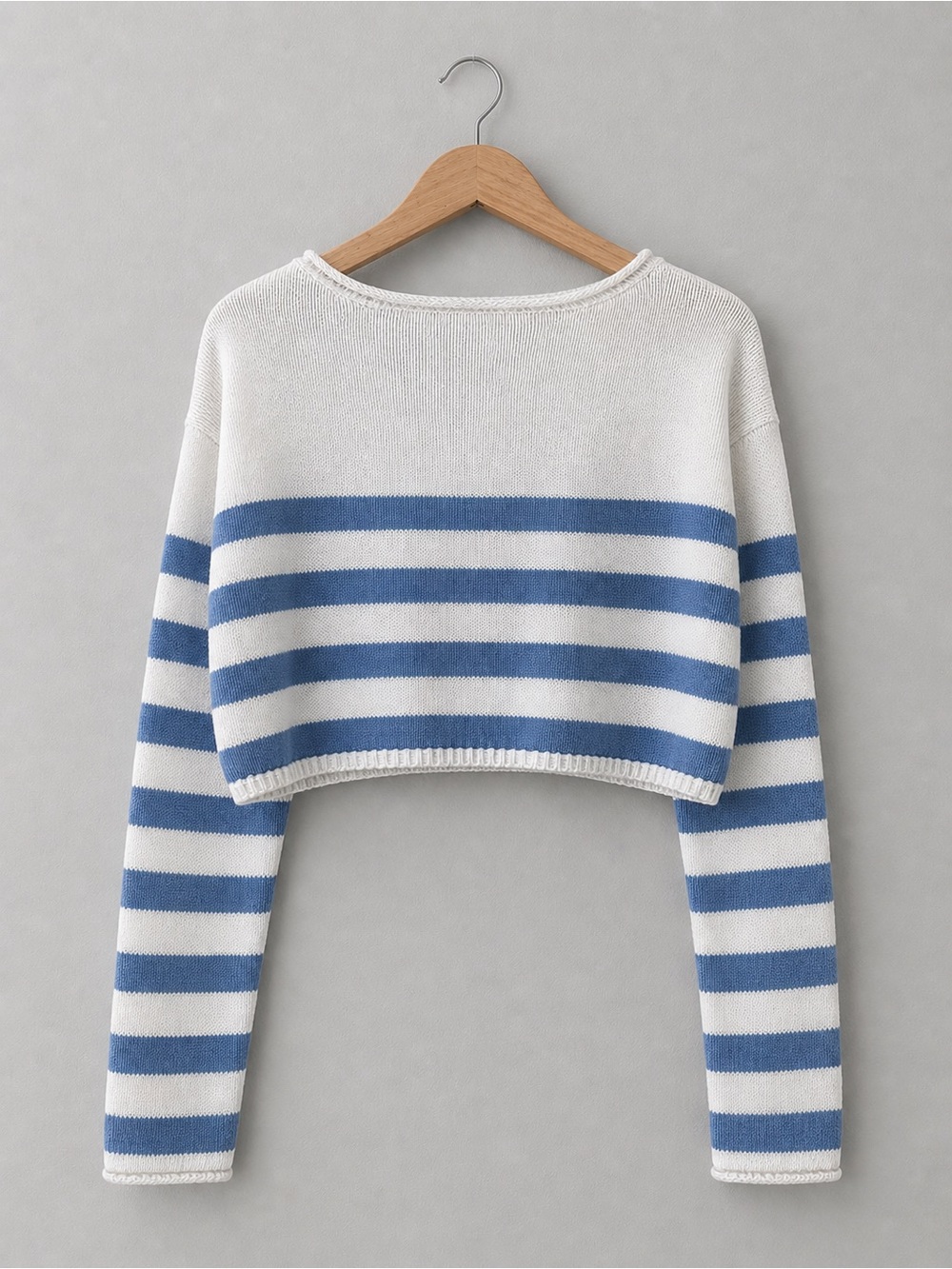 Garage Blue White Striped Cropped Sweater XS/S